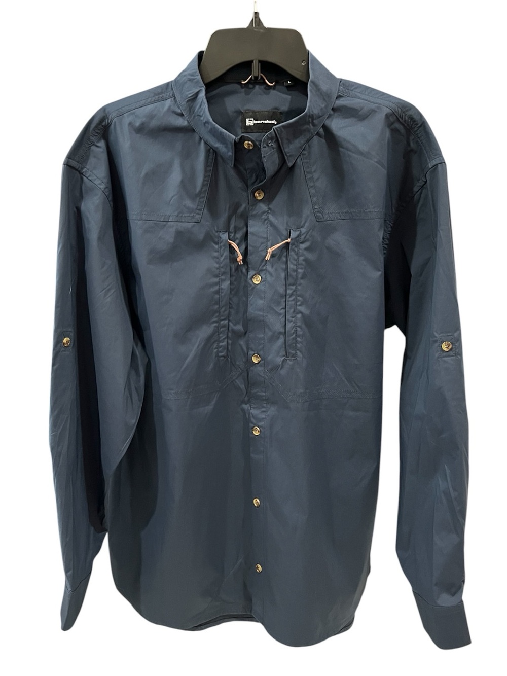 Banded Hunting Men's Navy Blue Performance Button Down Shirt Size Large